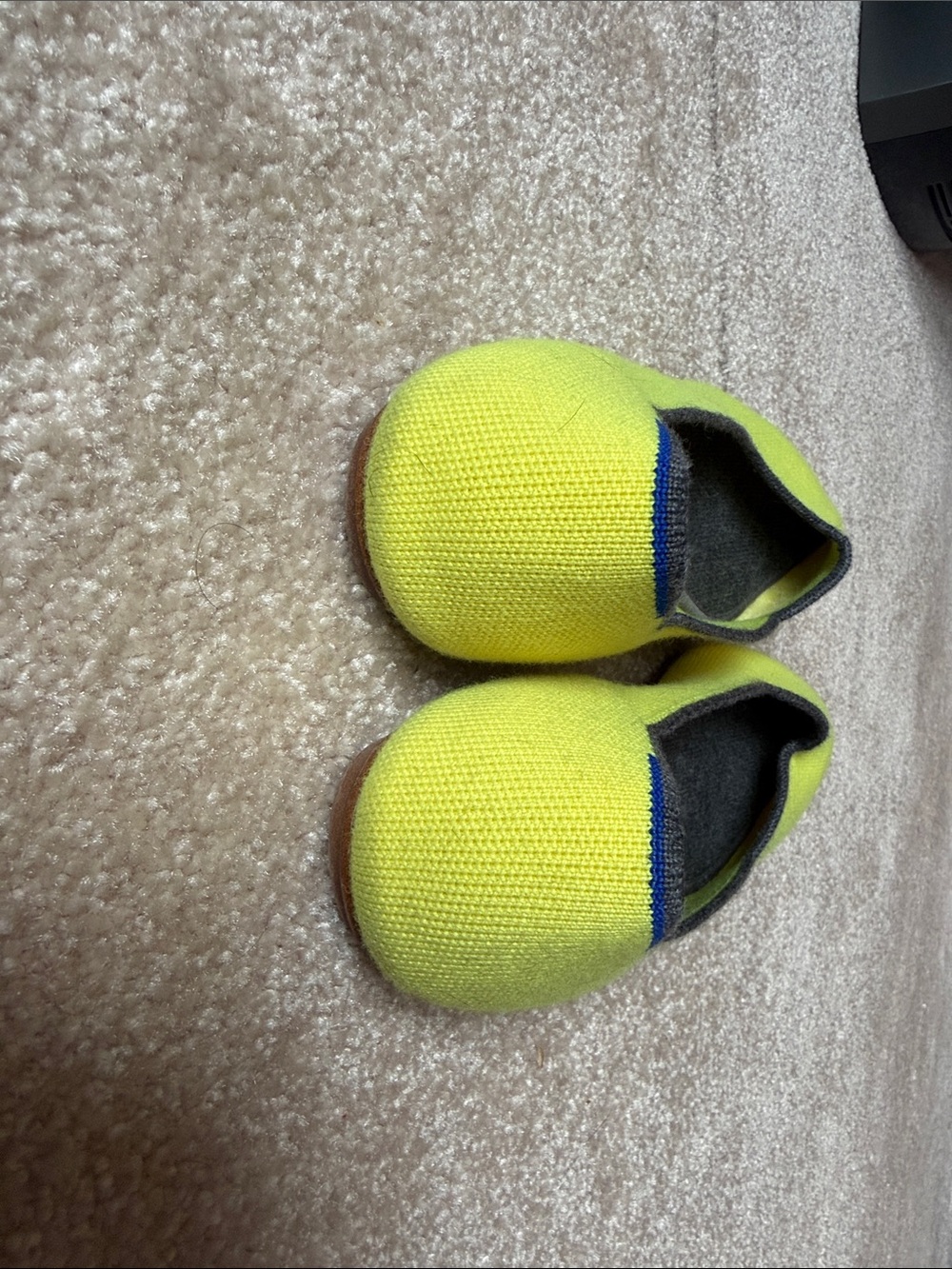 Rothy's Pointed Wool Knit Flats in Bright Yellow with Charcoal Trim - Picture 5 of 6